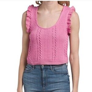 Zara Pink Knit Crop Top with Ruffles